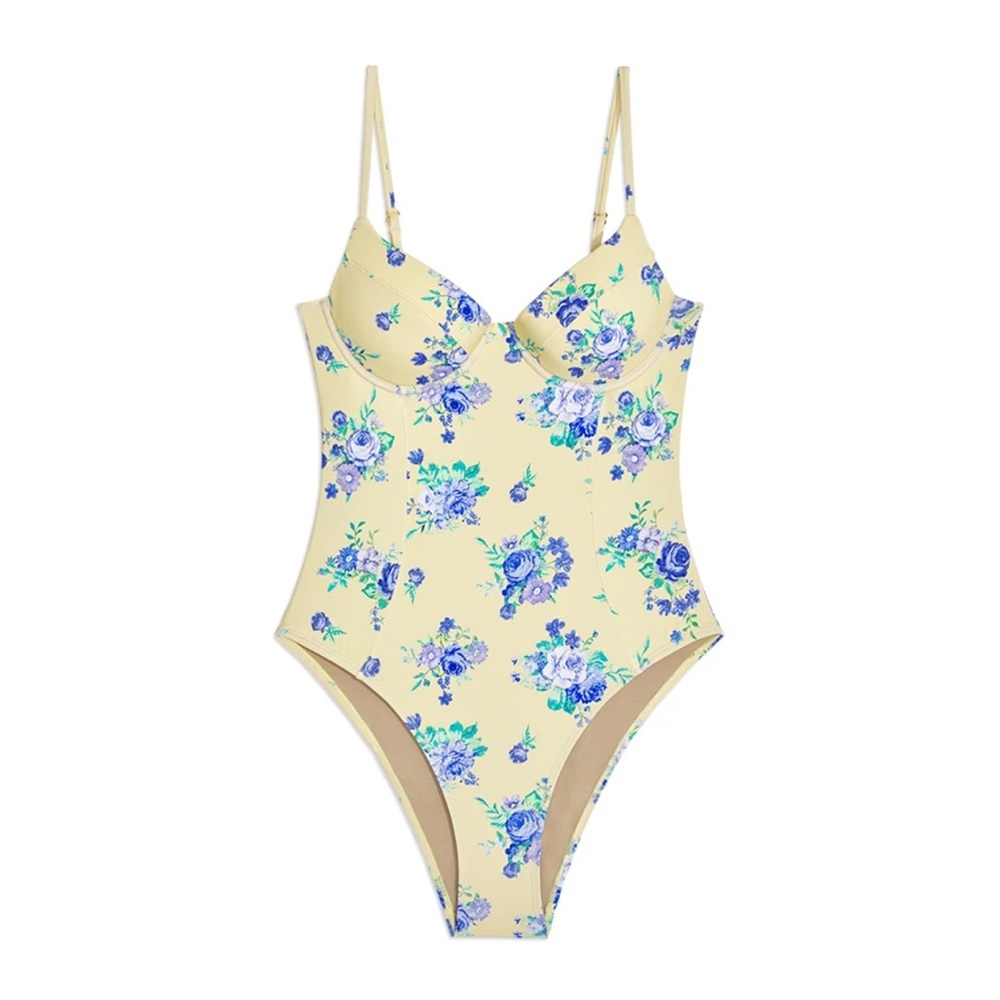 NWT WE WORE WHAT MODERATE UNDERWIRE GOLDEN HOUR FLORAL ONE PIECE SIZE LARGE